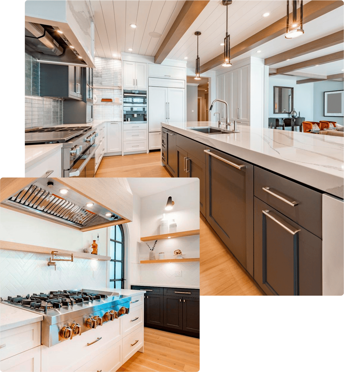 Kitchen with long counter top