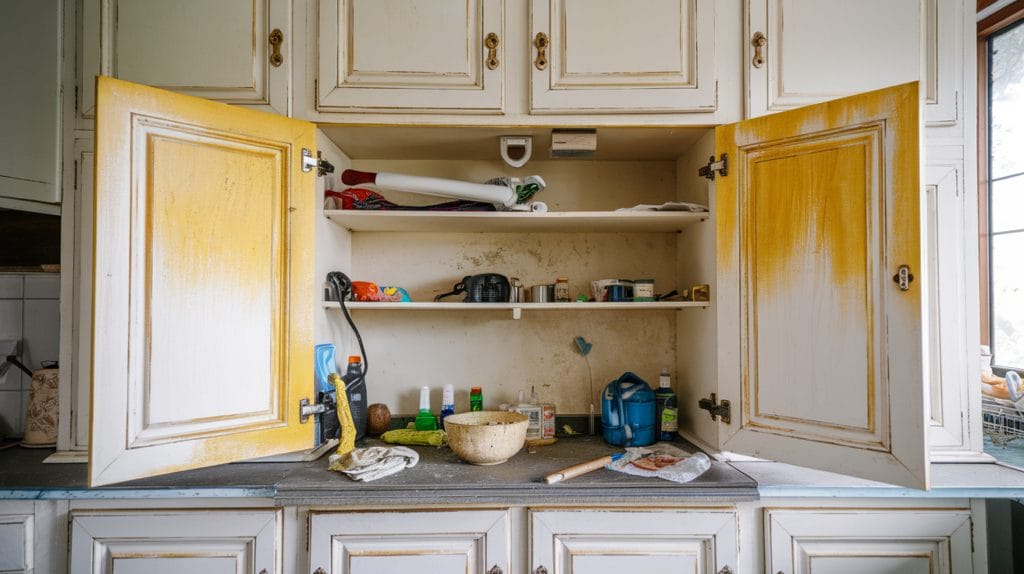 how to clean white kitchen cabinets that have yellowed